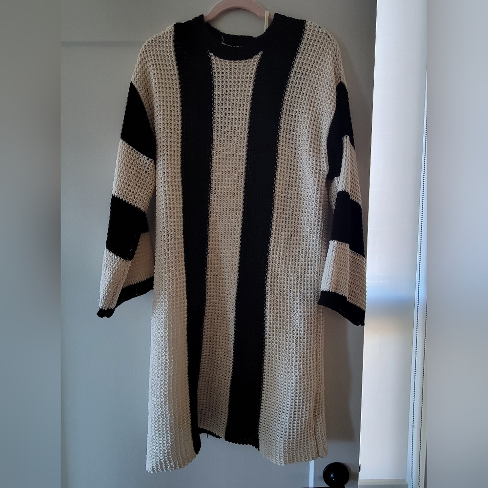 Black and Cream Striped Sweater